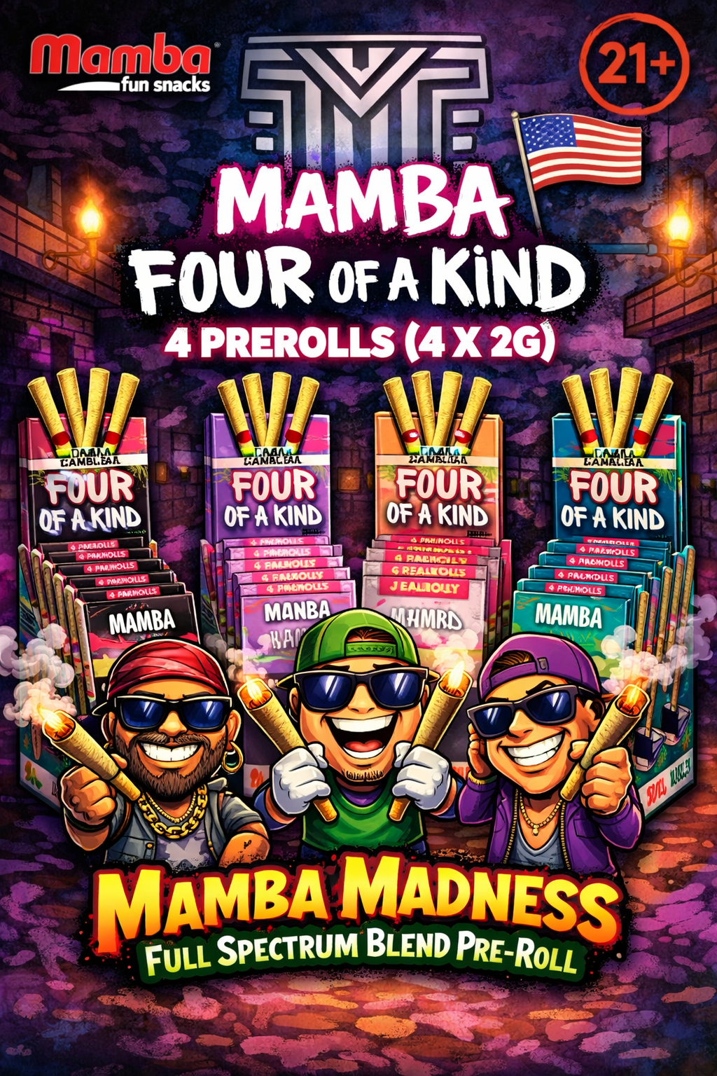 Mamba Four of a Kind 8g Pre-Roll Bundle Full Spectrum - Blue Dream (Sativa)